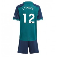 Camisa de Futebol Arsenal Jurrien Timber #12 Equipamento Alternativo Infantil 2023-24 Manga Curta (+ Calças curtas)